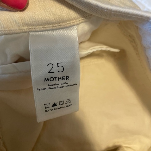 Mother Denim The Flirt Chew Ankle Unnatural Acts Ivory Straight Jeans Sz 25 High - Picture 9 of 16